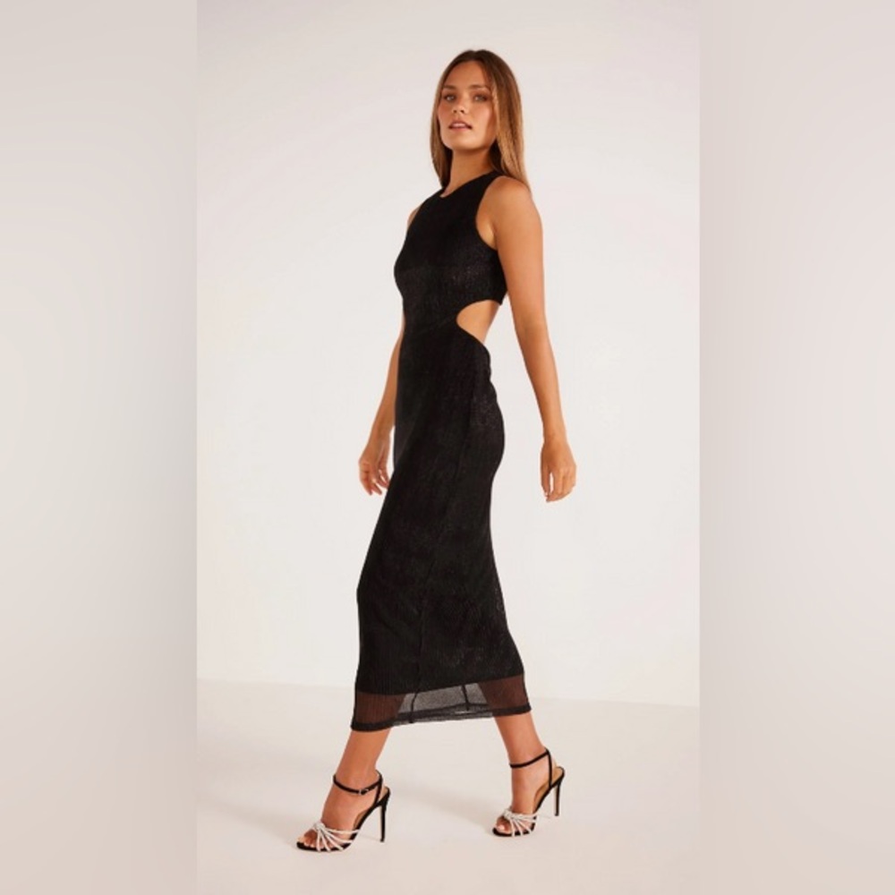 MINKPINK Astrid Cutout Midi Dress Black NWT Small MARP $140 - Picture 4 of 6